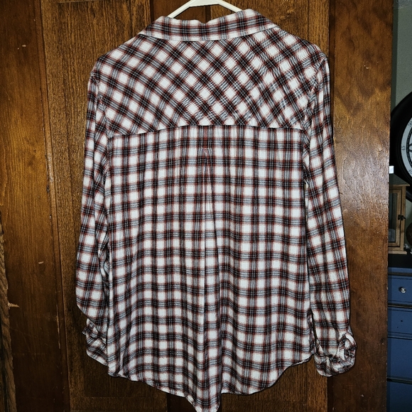 Christopher Banks Womens Red Plaid Button Up Long Sleeve Large - Picture 2 of 4